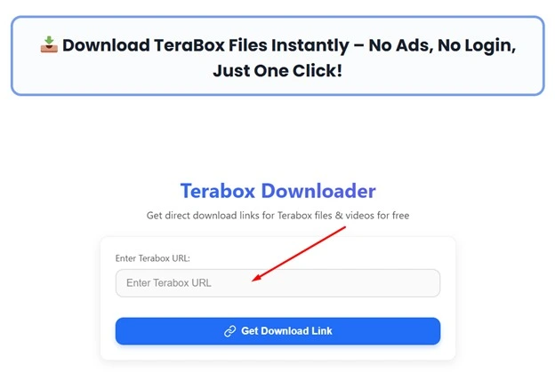 Paste the TeraBox link to download from the TeraBox Online Player